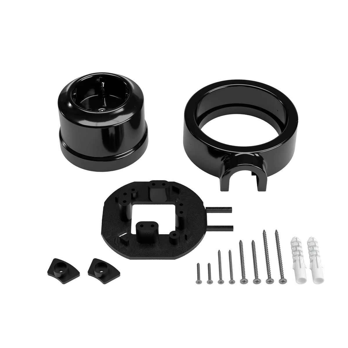 Kit presa Schuko da parete e base per Creative-Tubes in porcellana - Nero 1