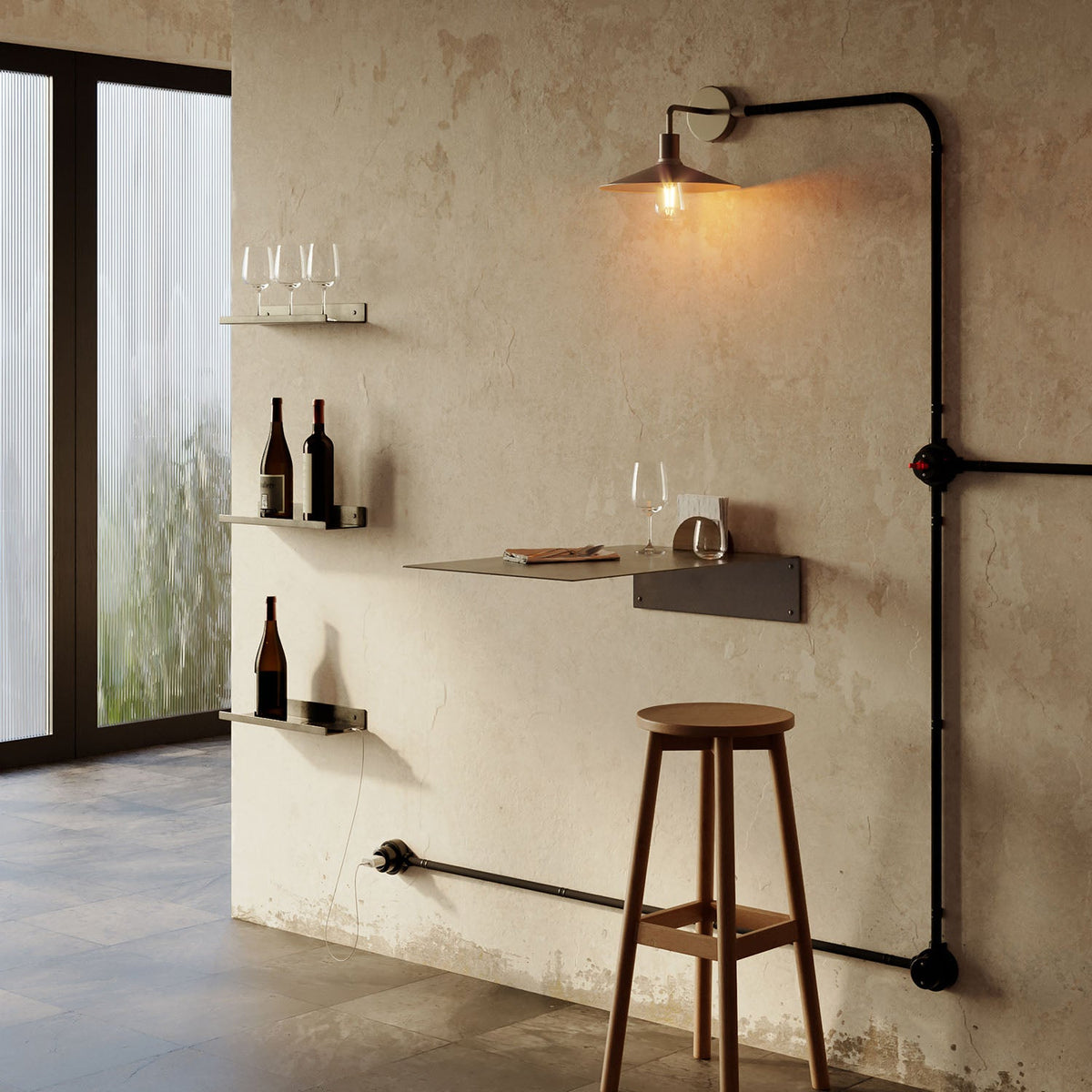 Kit presa Schuko da parete e base per Creative-Tubes in porcellana - Nero 1