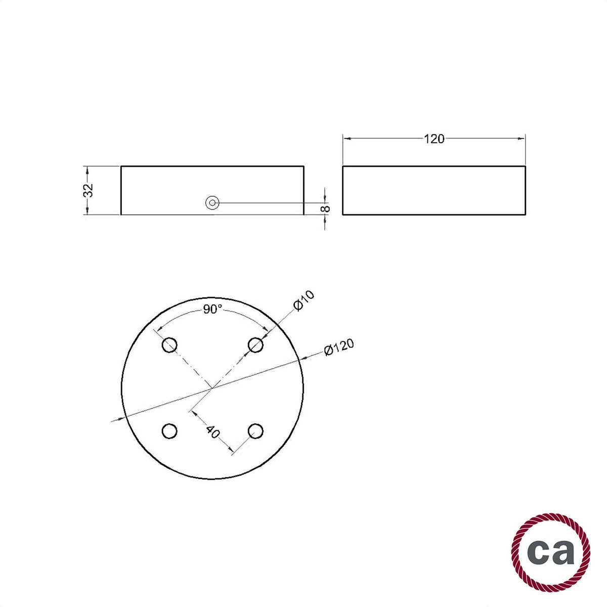 Kit rosone cilindrico in legno a 4 fori - Neutro