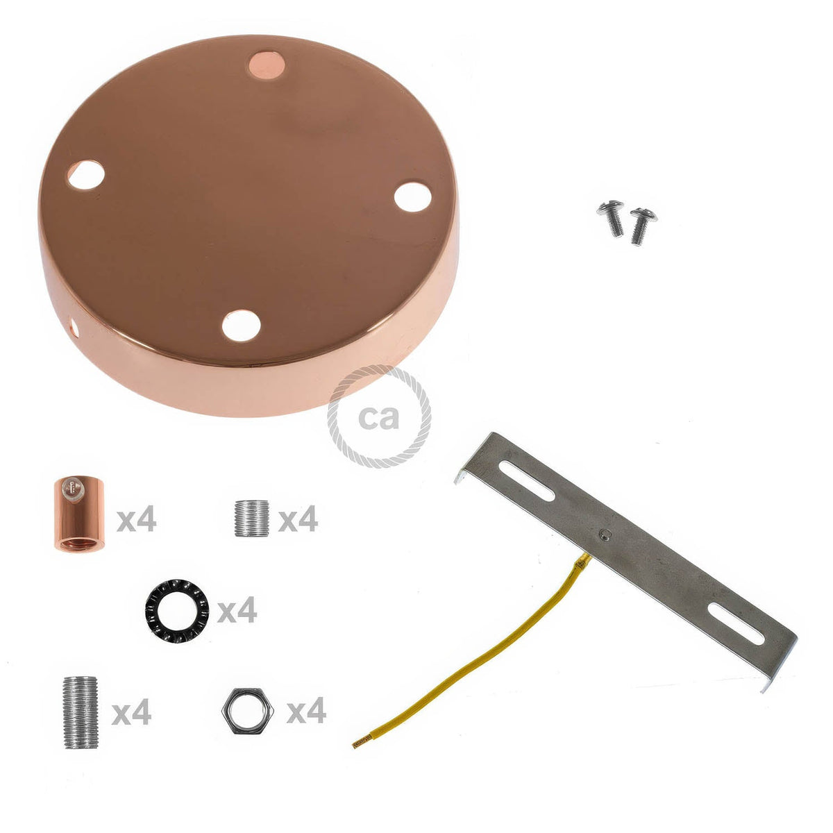 Kit rosone cilindrico in metallo a 4 fori - Rame Cilindrico
