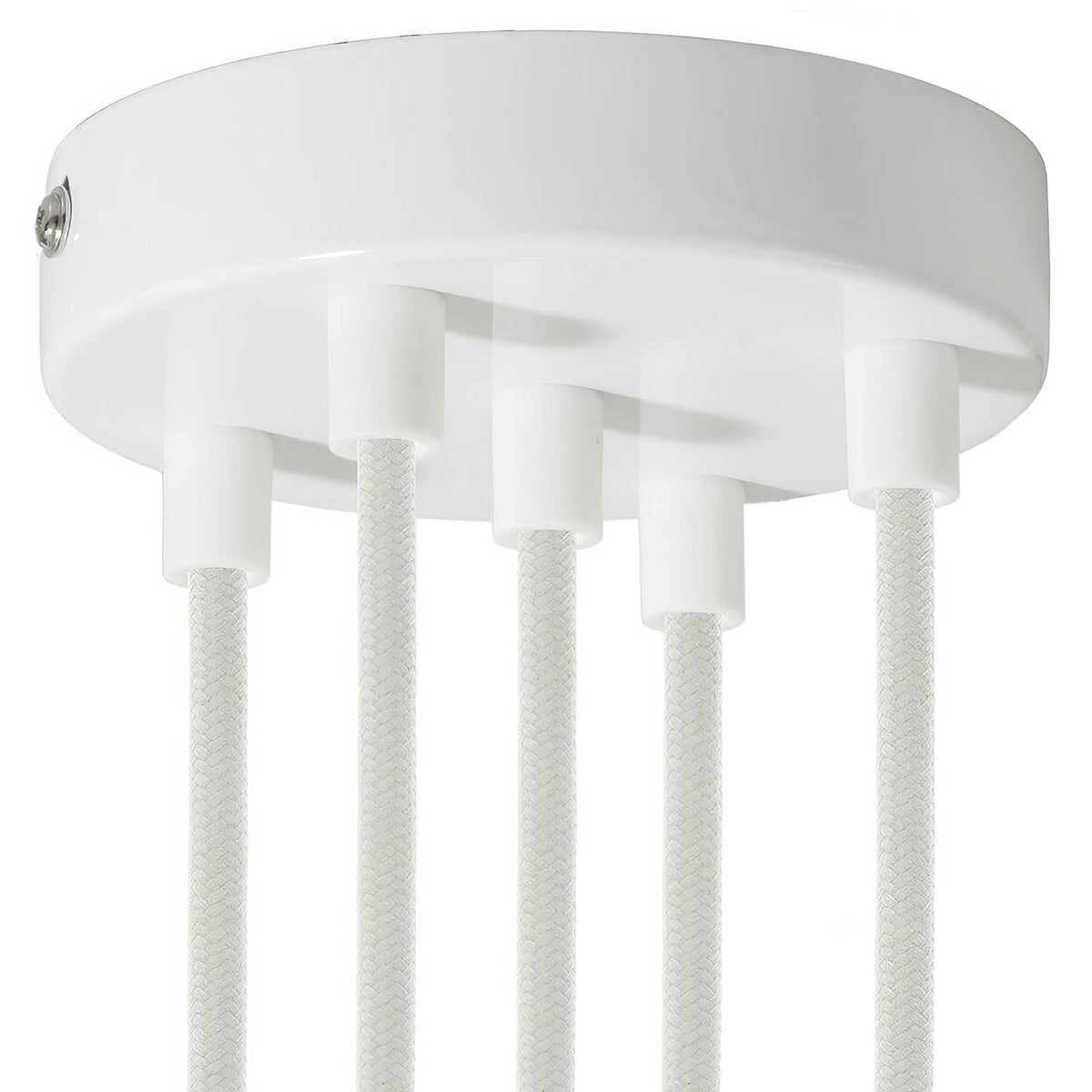 Kit rosone cilindrico in metallo a 5 fori - Bianco lucido Cilindrico