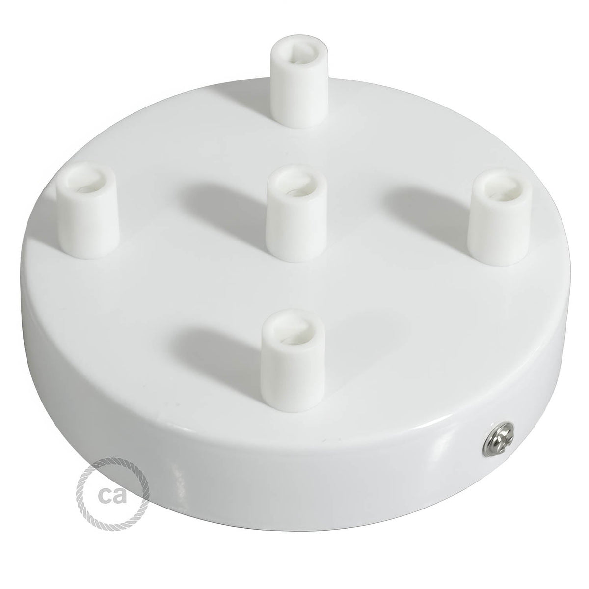 Kit rosone cilindrico in metallo a 5 fori - Bianco lucido Cilindrico