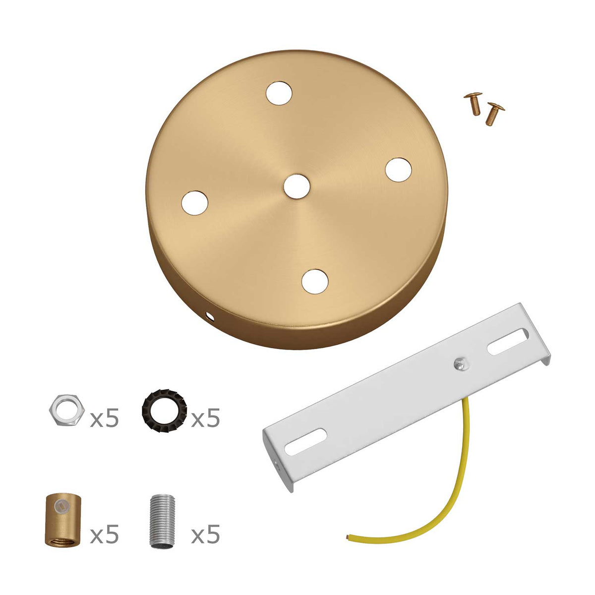 Kit rosone cilindrico in metallo a 5 fori - Bronzo satinato Cilindrico