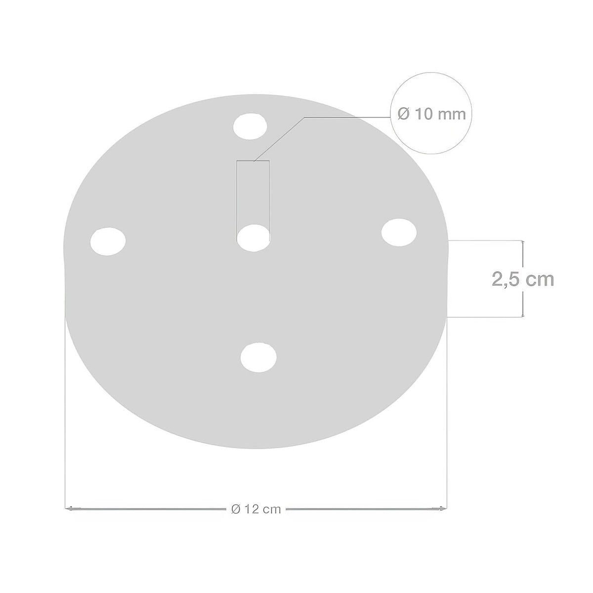Kit rosone cilindrico in metallo a 5 fori - Nero perla Conico