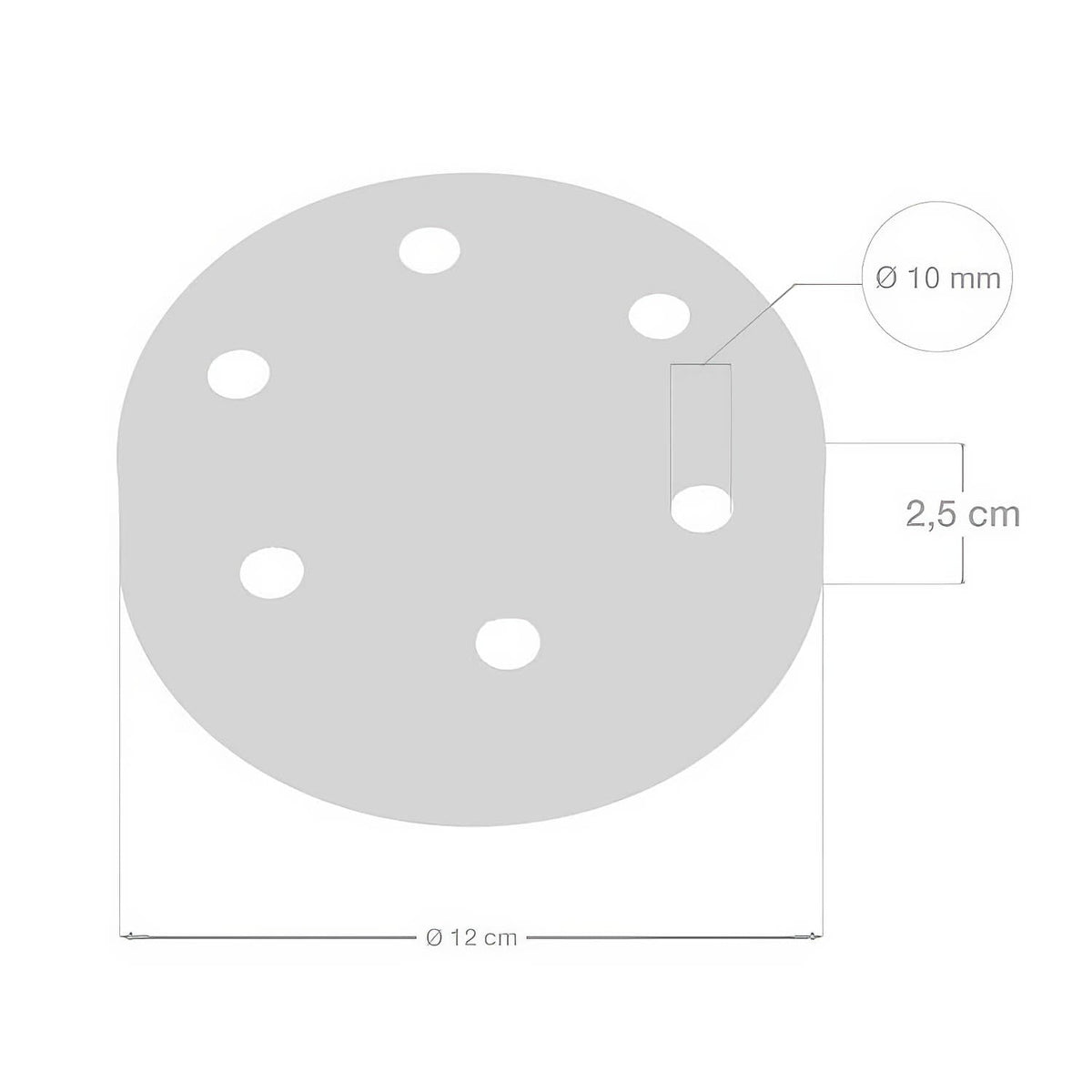 Kit rosone cilindrico in metallo a 6 fori - Rame satinato Conico