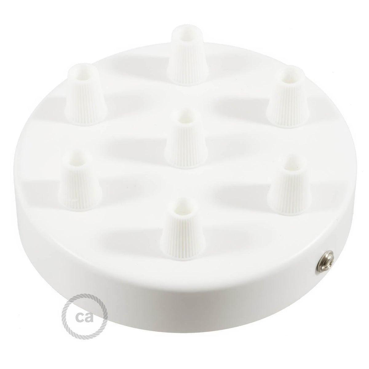 Kit rosone cilindrico in metallo a 7 fori - Bianco lucido Conico