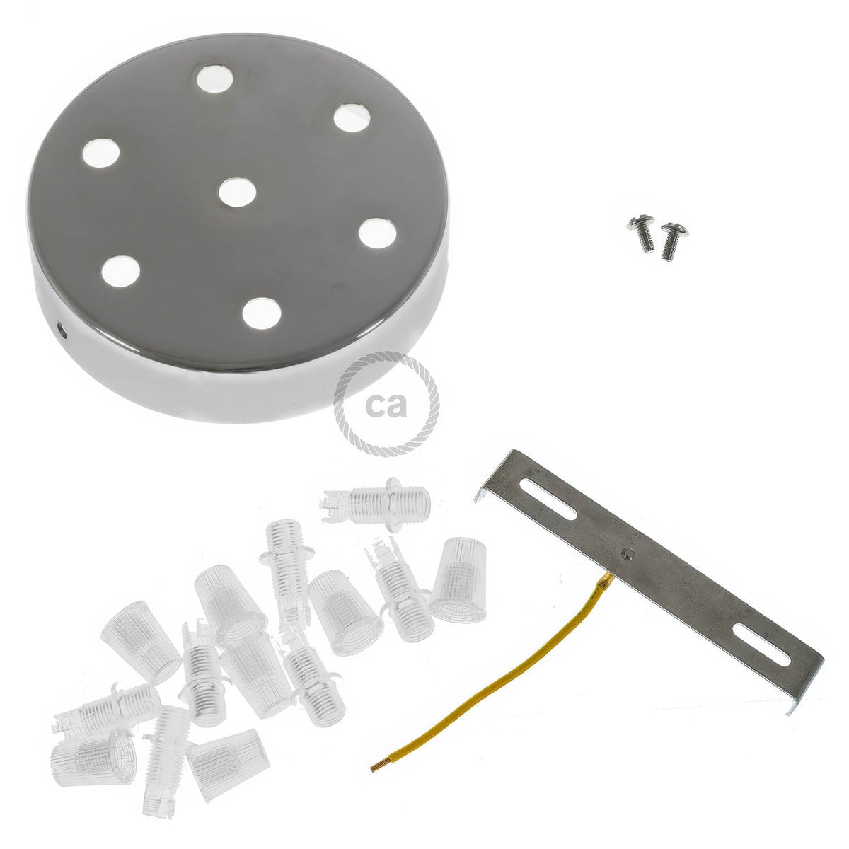 Kit rosone cilindrico in metallo a 7 fori - Cromo Conico