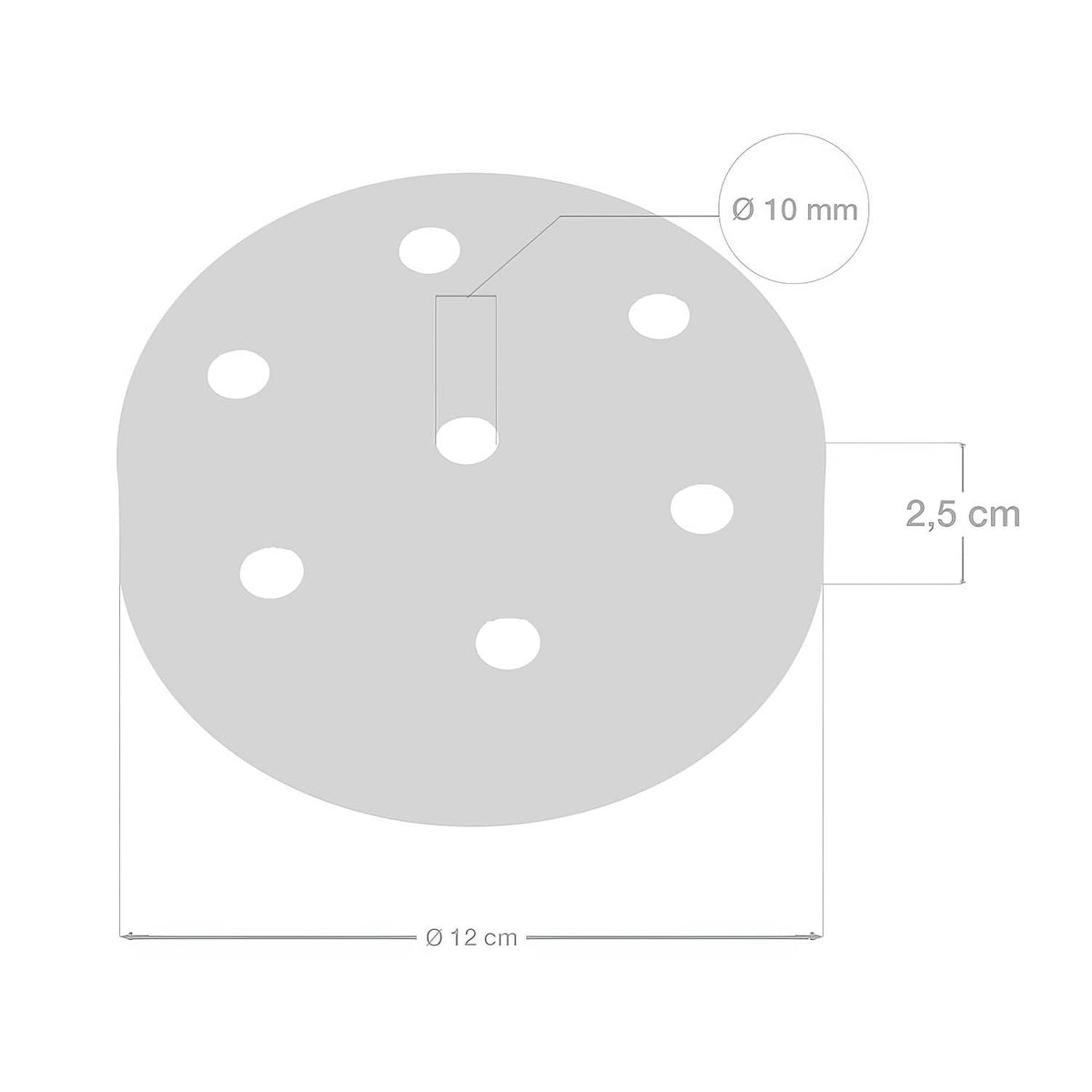 Kit rosone cilindrico in metallo a 7 fori - Cromo Conico
