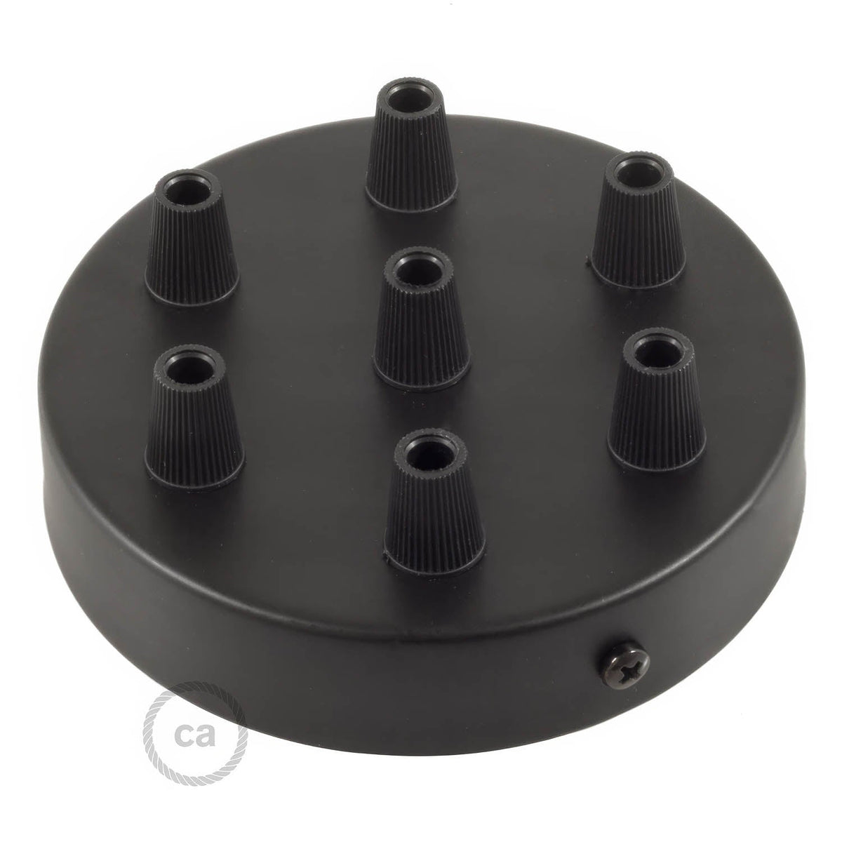 Kit rosone cilindrico in metallo a 7 fori - Nero Conico
