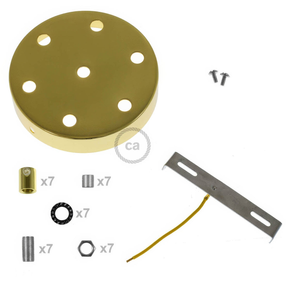 Kit rosone cilindrico in metallo a 7 fori - Ottone Cilindrico