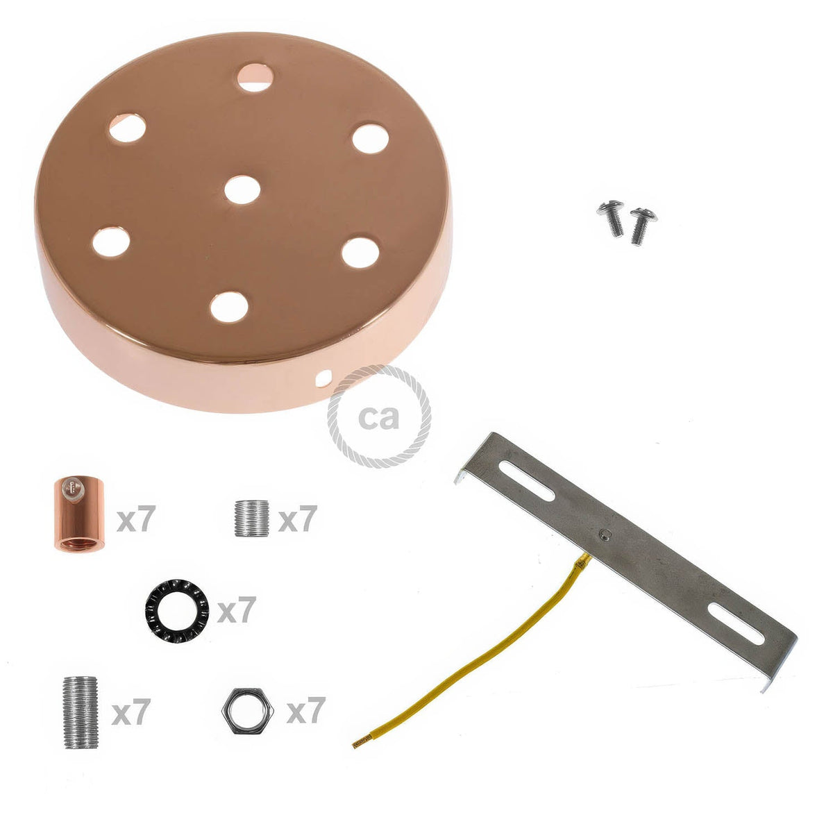 Kit rosone cilindrico in metallo a 7 fori - Rame Cilindrico