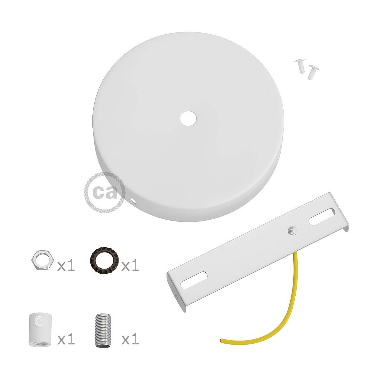 Kit rosone cilindrico in metallo - Bianco opaco Cilindrico
