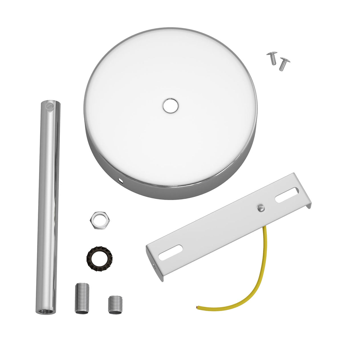 Kit rosone cilindrico in metallo con serracavo da 15 cm - Cromo