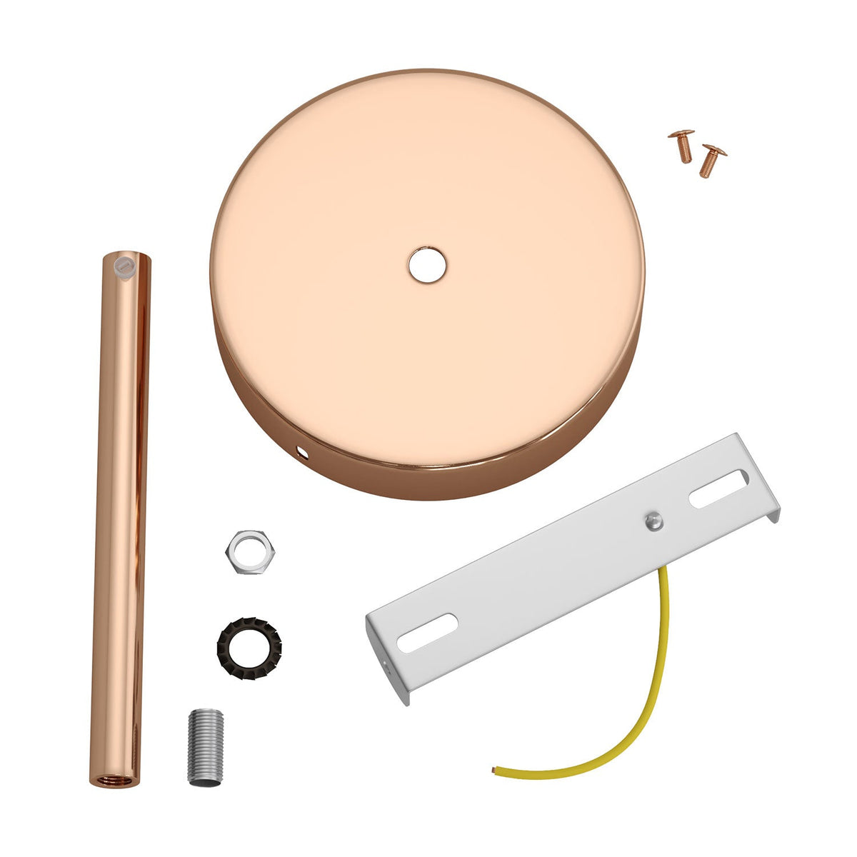 Kit rosone cilindrico in metallo con serracavo da 15 cm - Rame