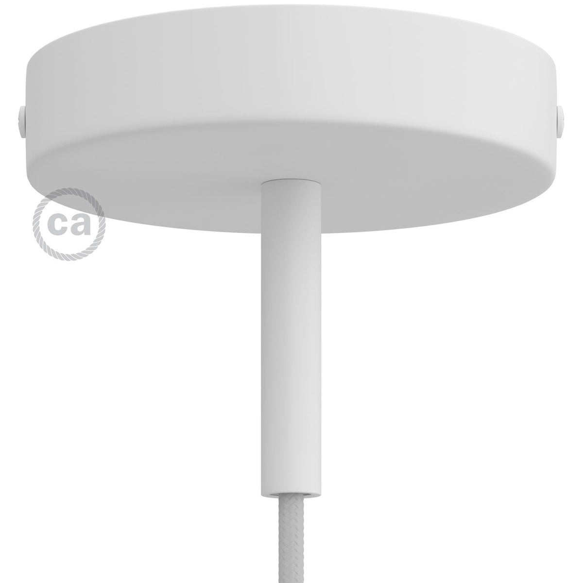 Kit rosone cilindrico in metallo con serracavo da 7 cm - Bianco opaco