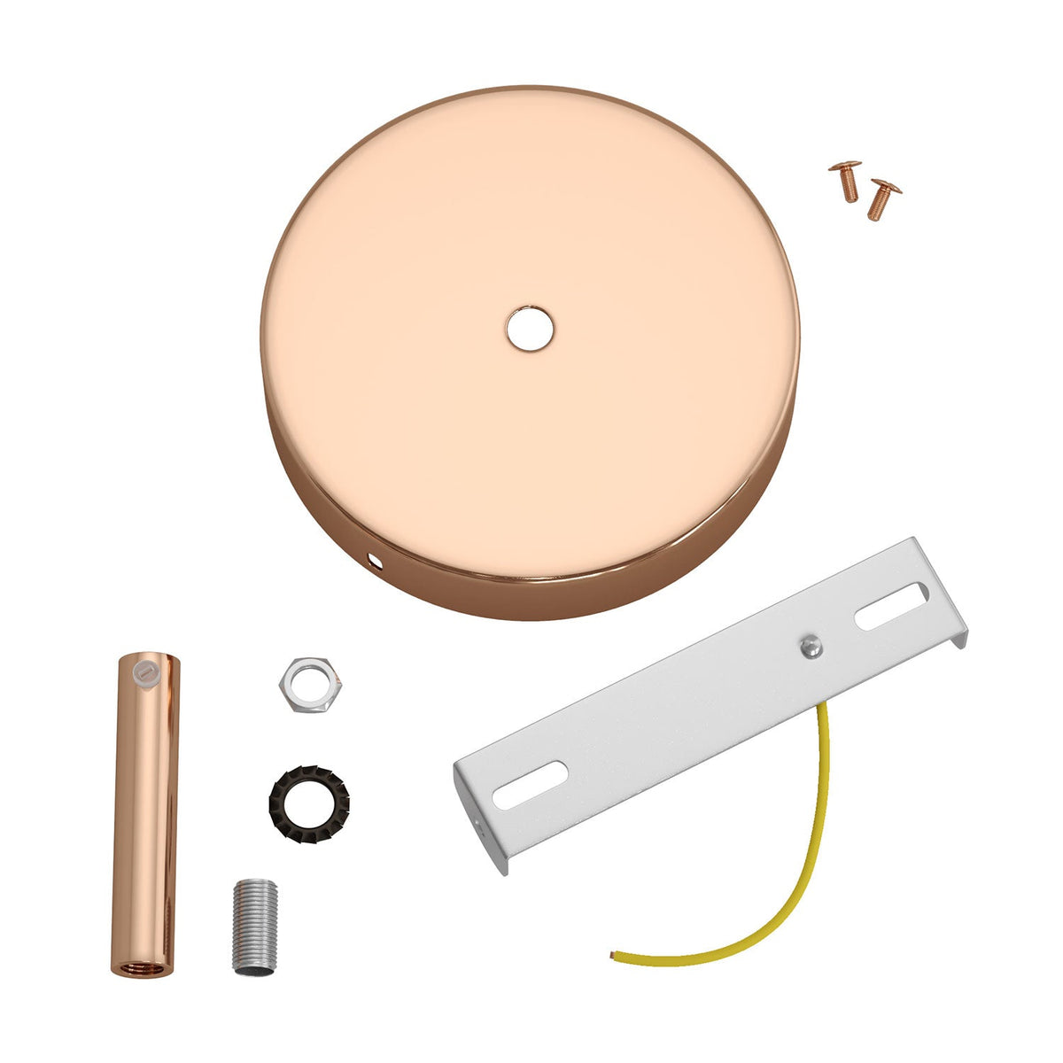 Kit rosone cilindrico in metallo con serracavo da 7 cm - Rame