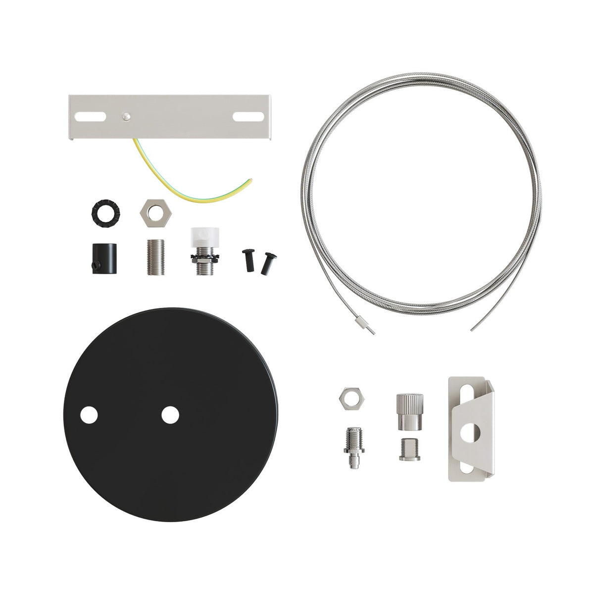 Kit Rosone Ø 120 mm con sospensione in acciaio e bilanciatore millimetrico - Nero Opaco