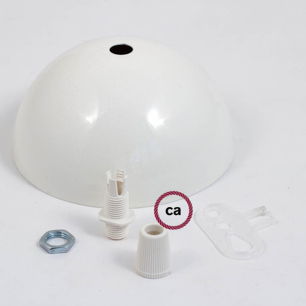 Kit rosone semisferico in metallo verniciato - Bianco lucido