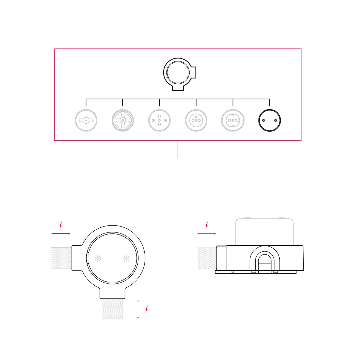 Kit scatola di derivazione e base per Creative-Tubes in porcellana - Bianco 2