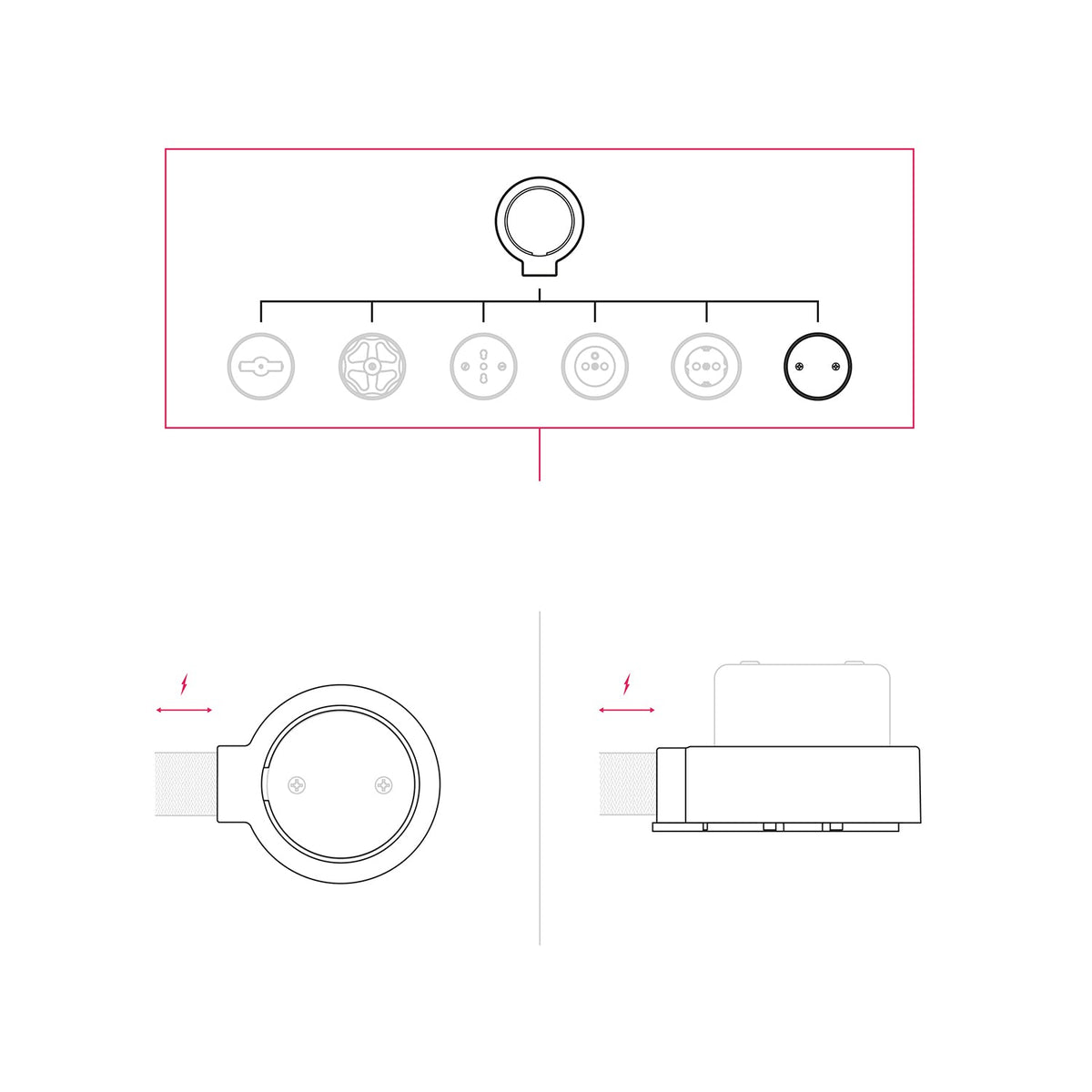 Kit scatola di derivazione e base per Creative-Tubes in porcellana - Bianco 1