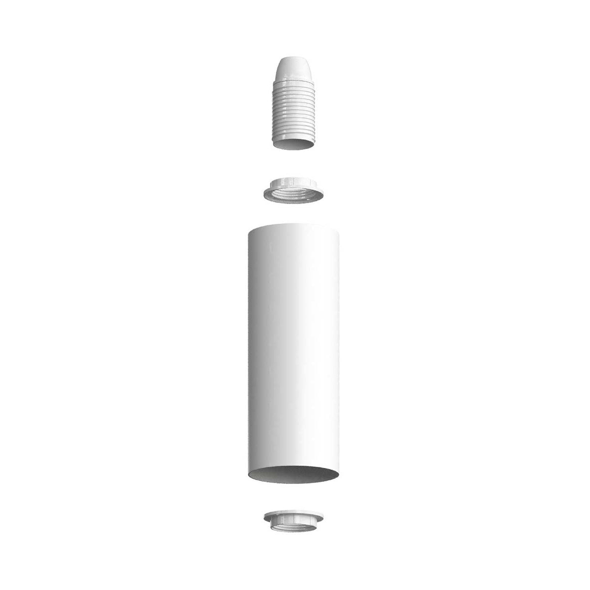 Lampada a 2 faretti con paralume Tub-E14 e rosone tondo - Bianco opaco