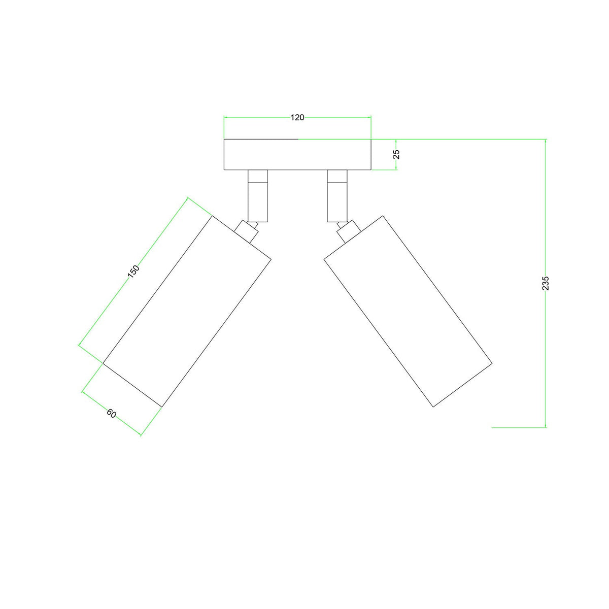 Lampada a 2 faretti con paralume Tub-E14 e rosone tondo - Rame satinato