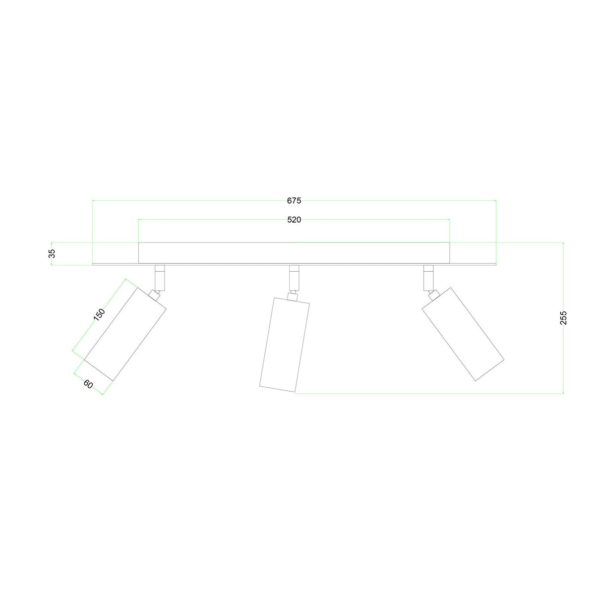 Lampada a 3 faretti con paralume Tub-E14 e Rose-One XXL rettangolare - Bronzo satinato