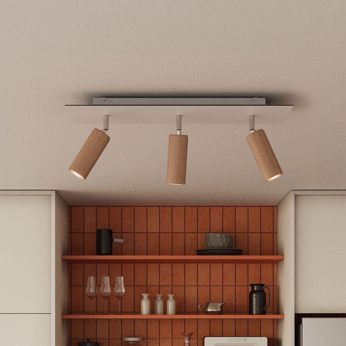 Lampada a 3 faretti con paralume Tub-E14 e Rose-One XXL rettangolare - Neutro