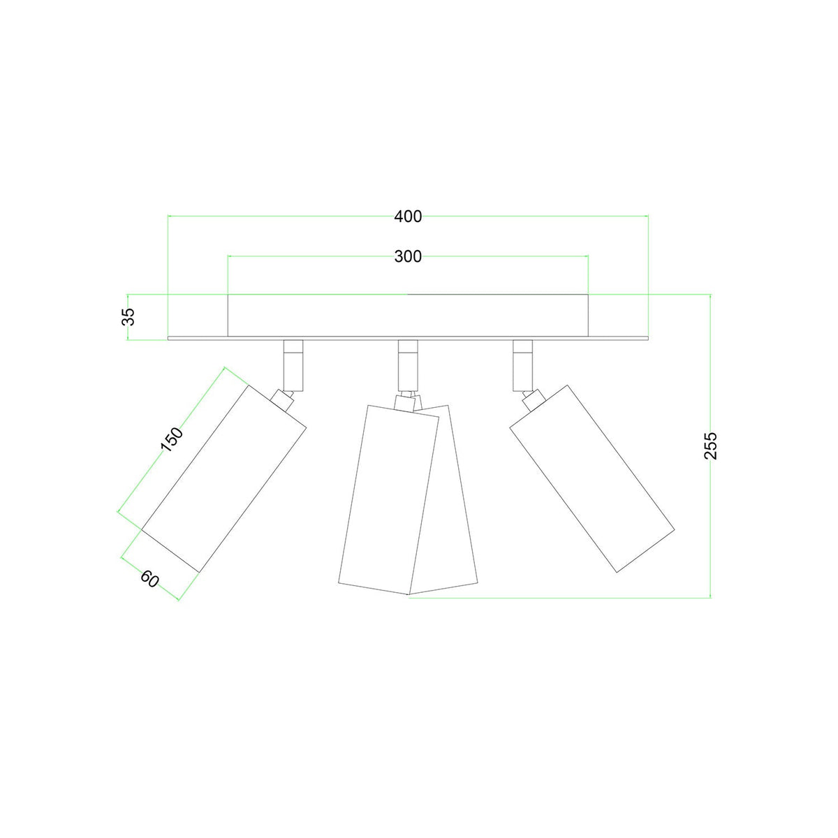 Lampada a 4 faretti con paralume Tub-E14 e Rose-One XXL rotondo - Bianco opaco