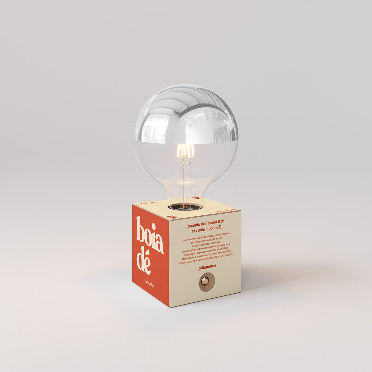 Lampada a batteria Cabless03 "Boia de" con lampadina globo mezza sfera argento - Tuttapolpa