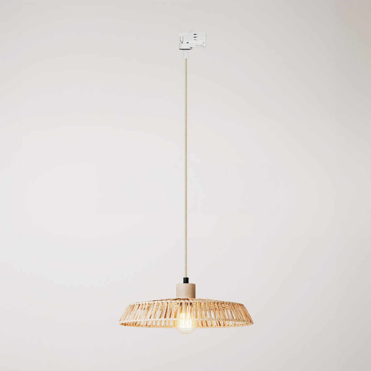 Lampada a binari con paralume in rafia Moorea - Neutro