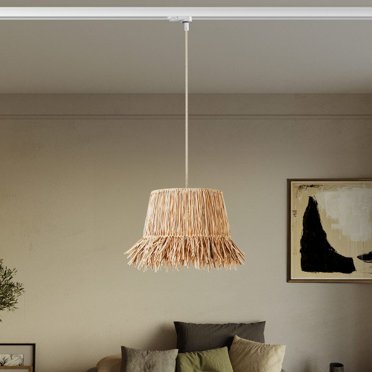 Lampada a binario con paralume in rafia Honolulu - Neutro