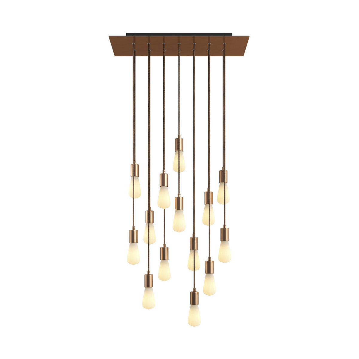 Lampada a sospensione a 14 cadute con XXL Rose-One rettangolare 675 mm con finiture in metallo - Rame satinato