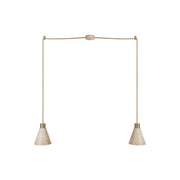 Lampada a sospensione a 2 cadute con paralumi conici in legno - Bronzo satinato