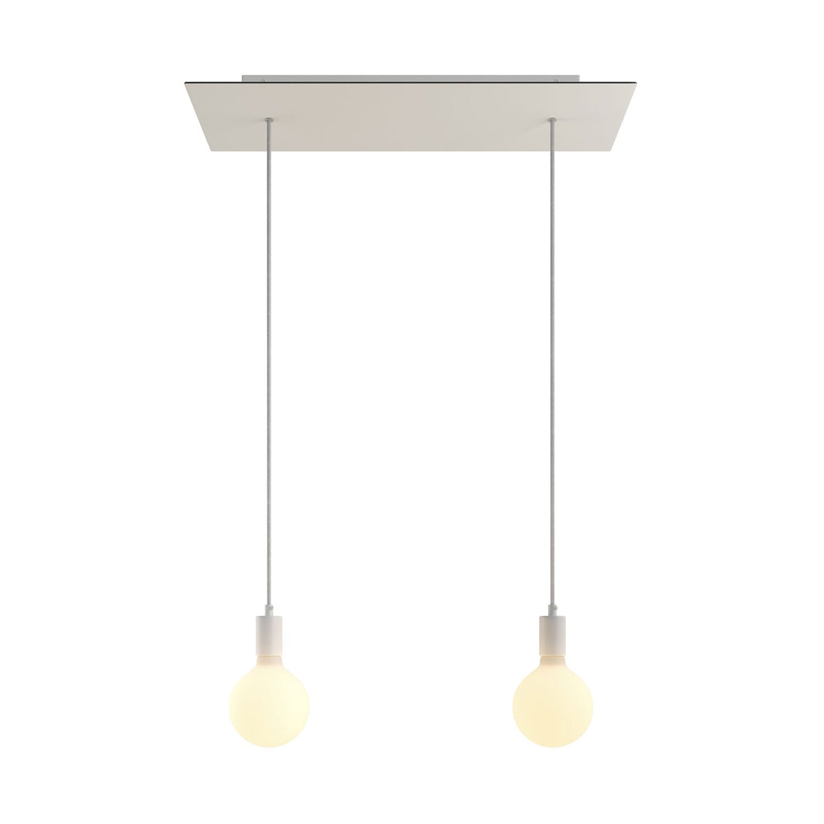 Lampada a sospensione a 2 cadute con XXL Rose-One rettangolare 675 mm con finiture in metallo - Bianco opaco