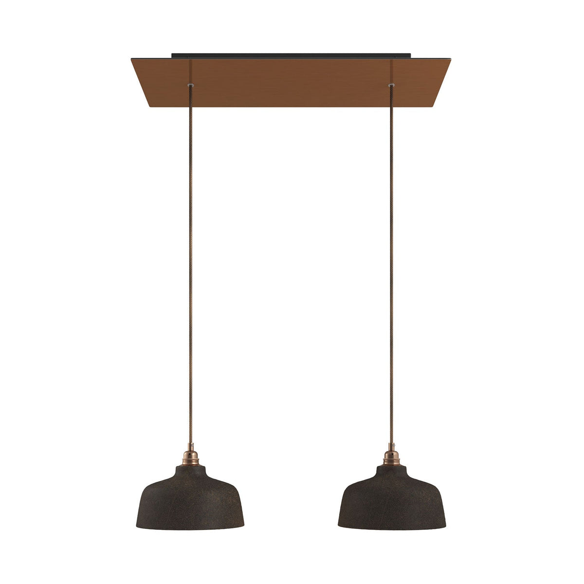 Lampada a sospensione a 2 cadute con XXL Rose-One rettangolare 675 mm con paralume Coppa - Rame satinato