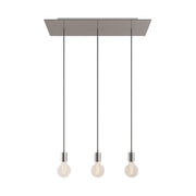 Lampada a sospensione a 3 cadute con XXL Rose-One rettangolare 675 mm con finiture in metallo - Acciaio satinato