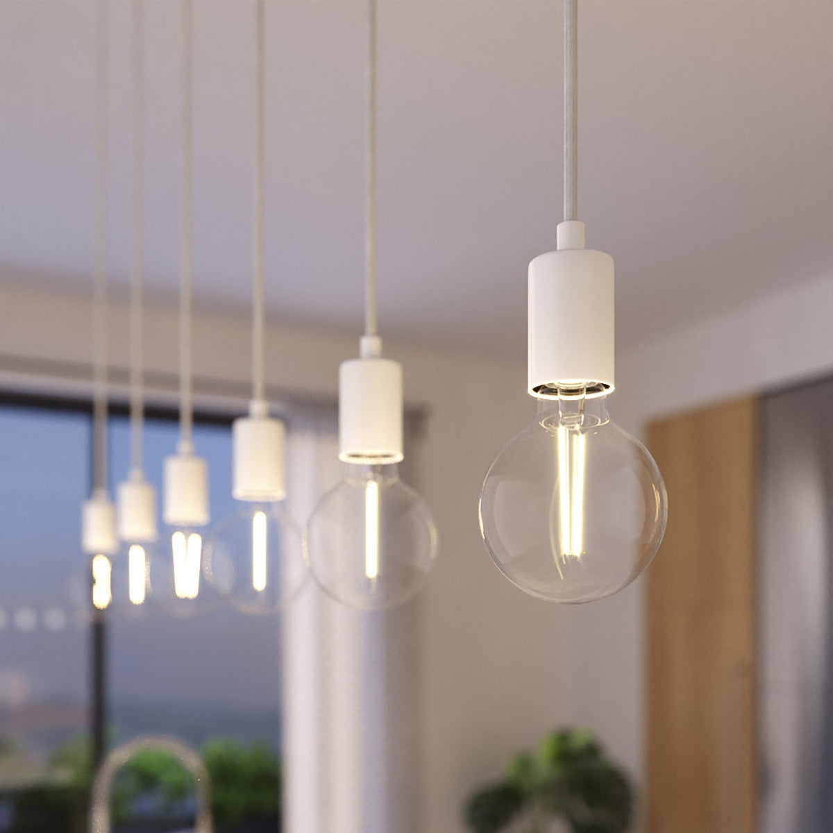 Lampada a sospensione a 3 cadute con XXL Rose-One rettangolare 675 mm con finiture in metallo - Bianco opaco