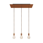 Lampada a sospensione a 3 cadute con XXL Rose-One rettangolare 675 mm con finiture in metallo - Rame satinato
