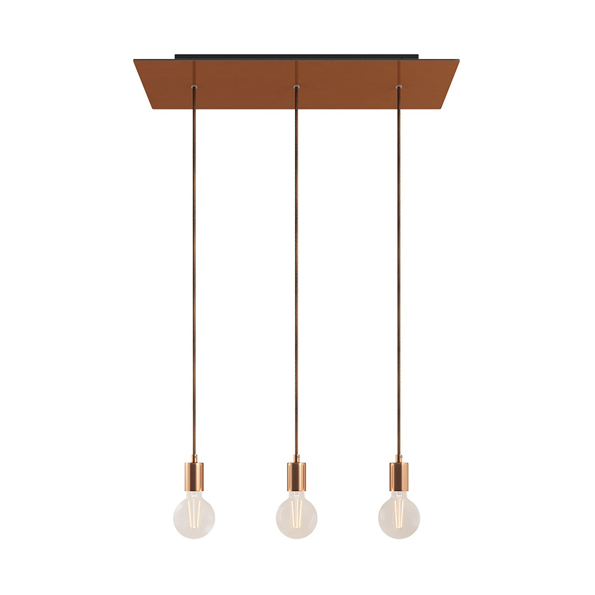 Lampada a sospensione a 3 cadute con XXL Rose-One rettangolare 675 mm con finiture in metallo - Rame satinato
