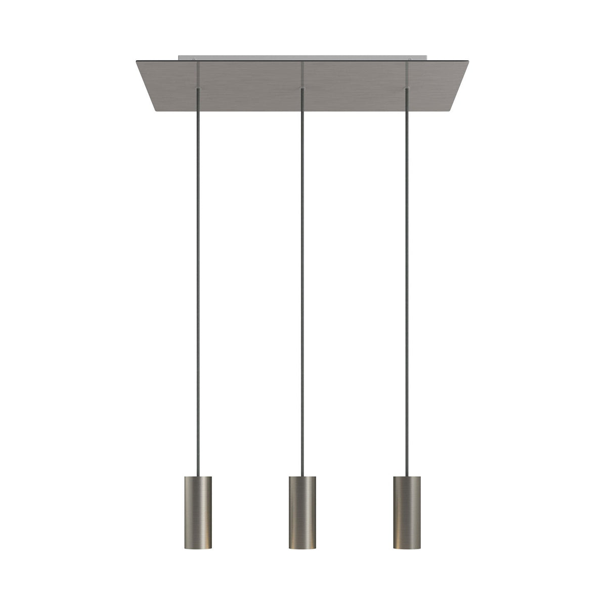 Lampada a sospensione a 3 cadute con XXL Rose-One rettangolare 675 mm con paralume in metallo Tub-E14 - Acciaio satinato