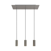 Lampada a sospensione a 3 cadute con XXL Rose-One rettangolare 675 mm con paralume in metallo Tub-E14 - Acciaio satinato