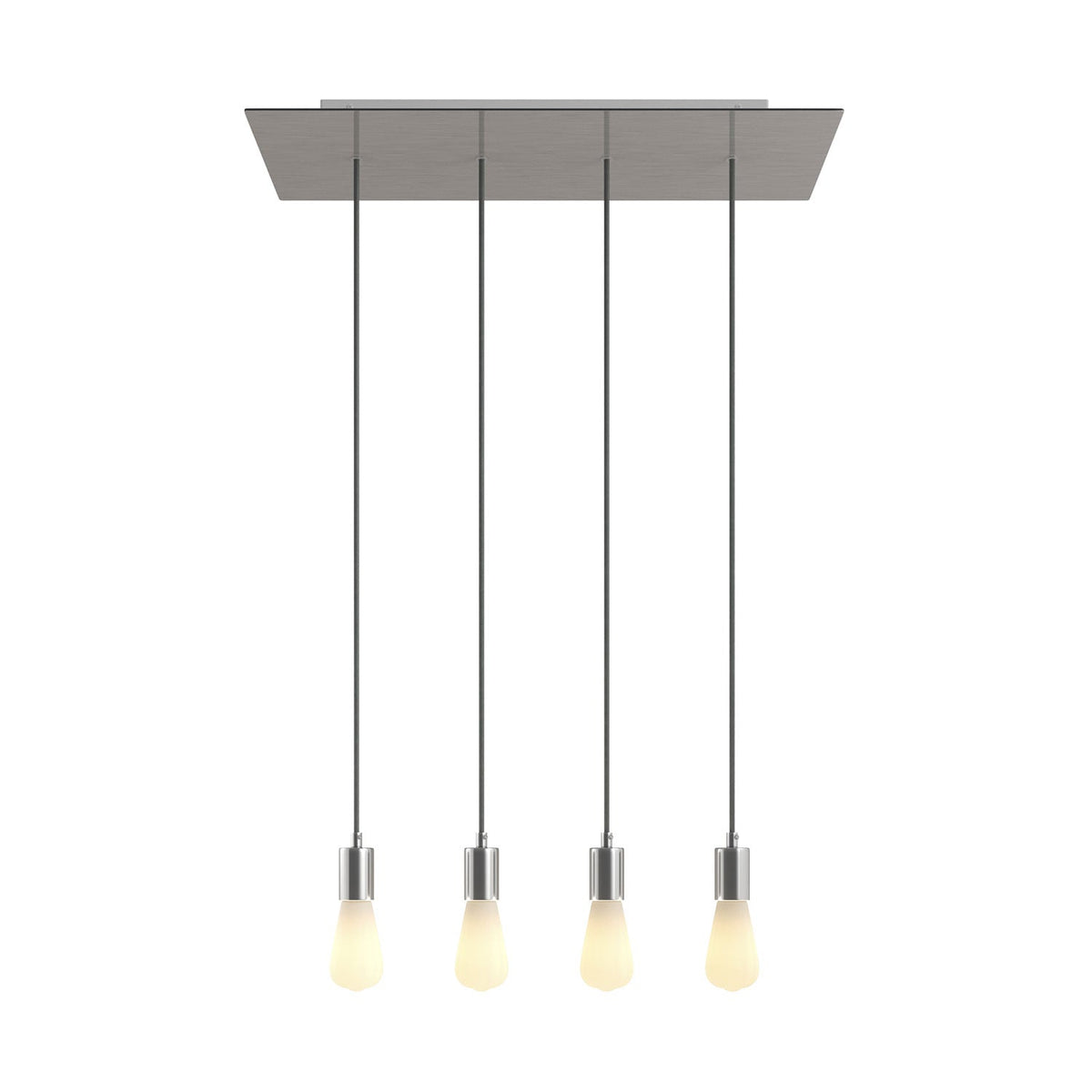 Lampada a sospensione a 4 cadute con XXL Rose-One rettangolare 675 mm con finiture in metallo - Acciaio satinato