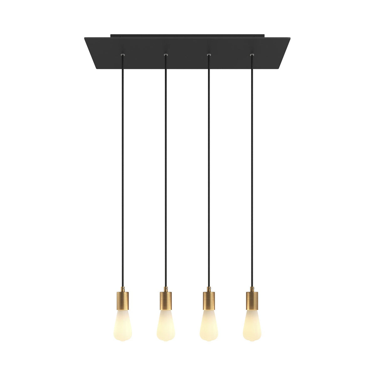 Lampada a sospensione a 4 cadute con XXL Rose-One rettangolare 675 mm con finiture in metallo - Nero opaco