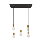Lampada a sospensione a 5 cadute con XXL Rose-One rettangolare 675 mm con finiture in metallo - Nero opaco