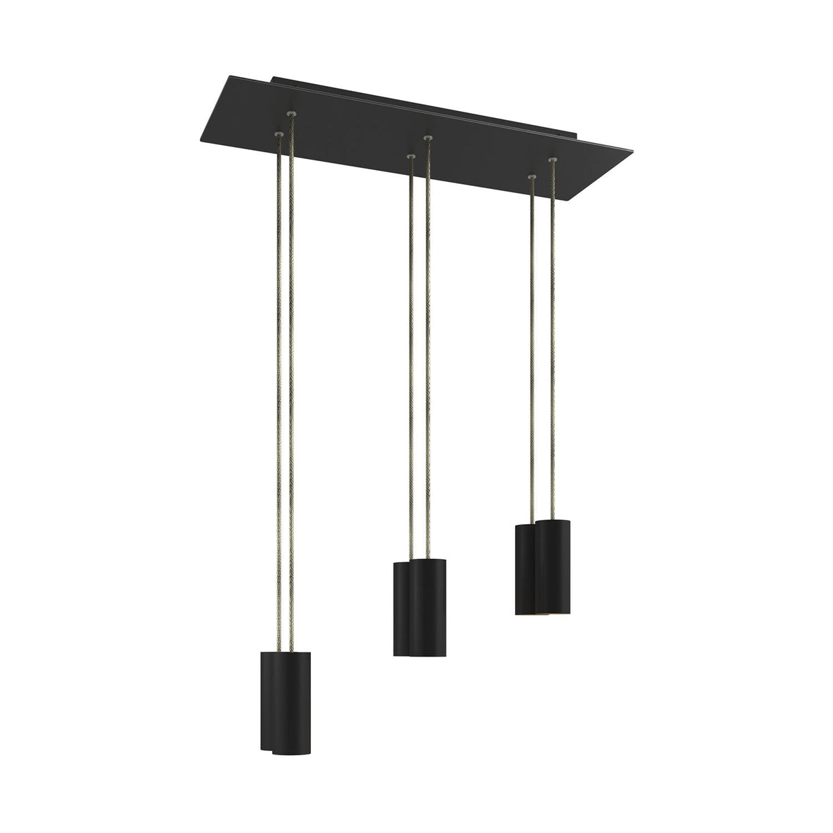 Lampada a sospensione a 6 cadute con XXL Rose-One rettangolare 675 mm con paralume in metallo Tub-E14 - Nero opaco