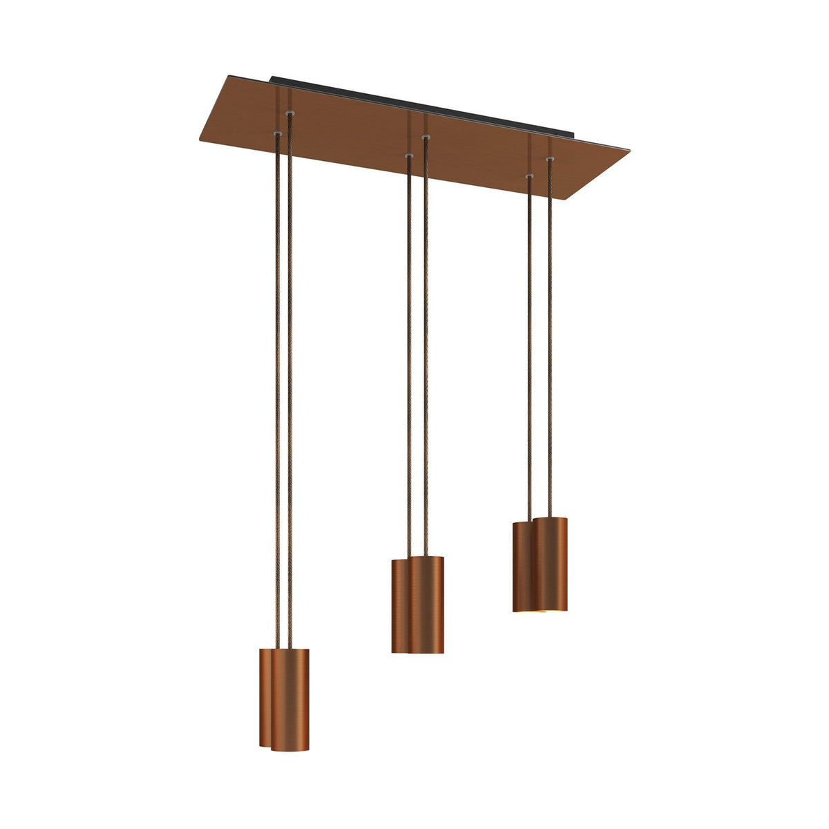 Lampada a sospensione a 6 cadute con XXL Rose-One rettangolare 675 mm con paralume in metallo Tub-E14 - Rame satinato