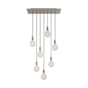Lampada a sospensione a 7 cadute con XXL Rose-One rettangolare 675 mm con finiture in metallo - Acciaio satinato