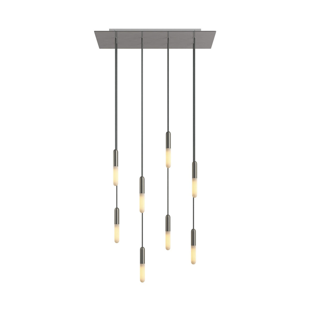 Lampada a sospensione a 8 cadute con XXL Rose-One rettangolare 675 mm con finiture in metallo - Acciaio satinato