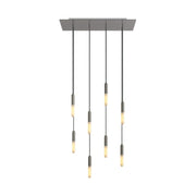 Lampada a sospensione a 8 cadute con XXL Rose-One rettangolare 675 mm con finiture in metallo - Acciaio satinato